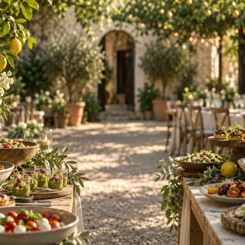Buffet catering per eventi all'aperto