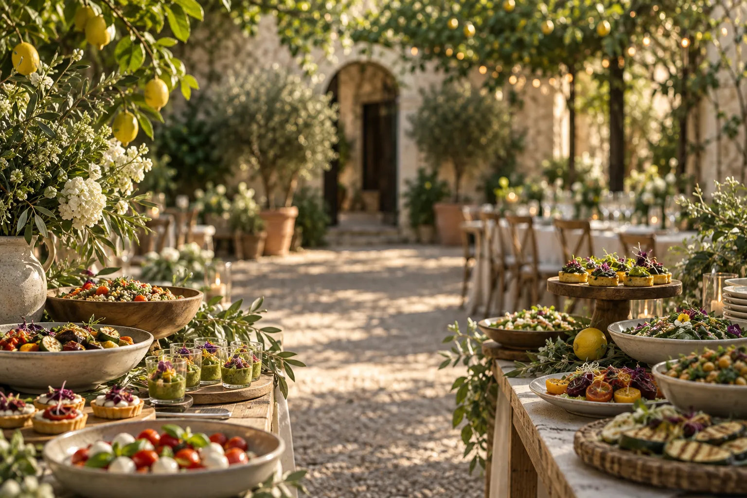 Buffet catering per eventi all'aperto